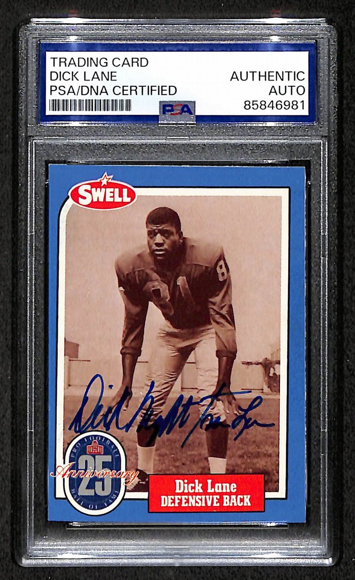 Dick Lane HOF 1988 Swell Card Autographed/Signed Lions PSA/DNA 210647