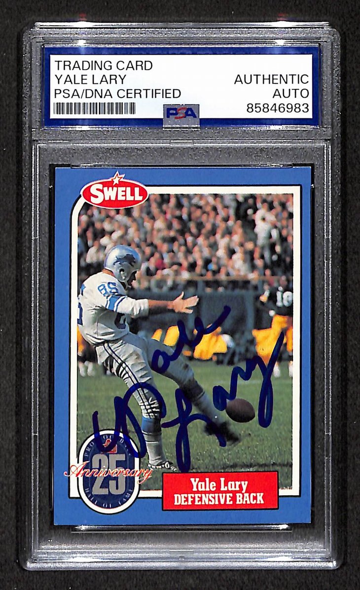 Yale Lary HOF 1988 Swell Card Autographed/Signed Lions PSA/DNA 210649