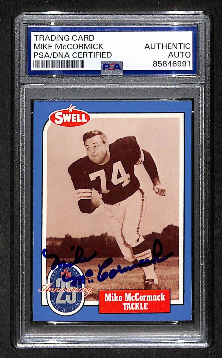 Mike McCormack HOF 1988 Swell Card Autographed/Signed Browns PSA/DNA 210657