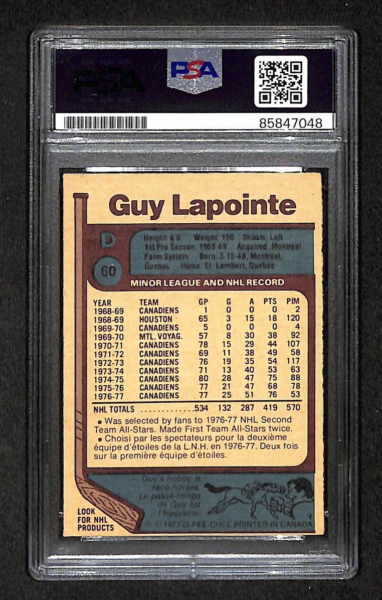 Guy LaPointe HOF 1977-78 O-Pee-Chee Card #60 Signed Canadiens PSA/DNA 210826