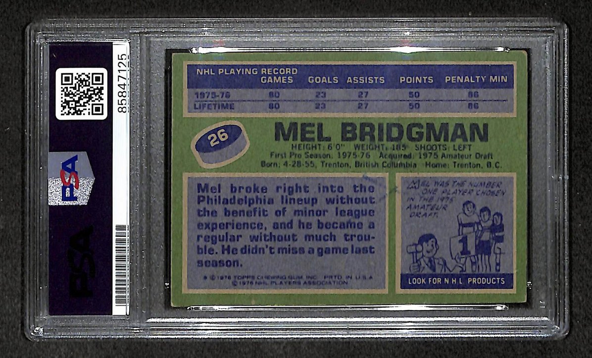 Mel Bridgman 1976-77 Topps Card #26 Autographed/Signed Flyers PSA/DNA 210834