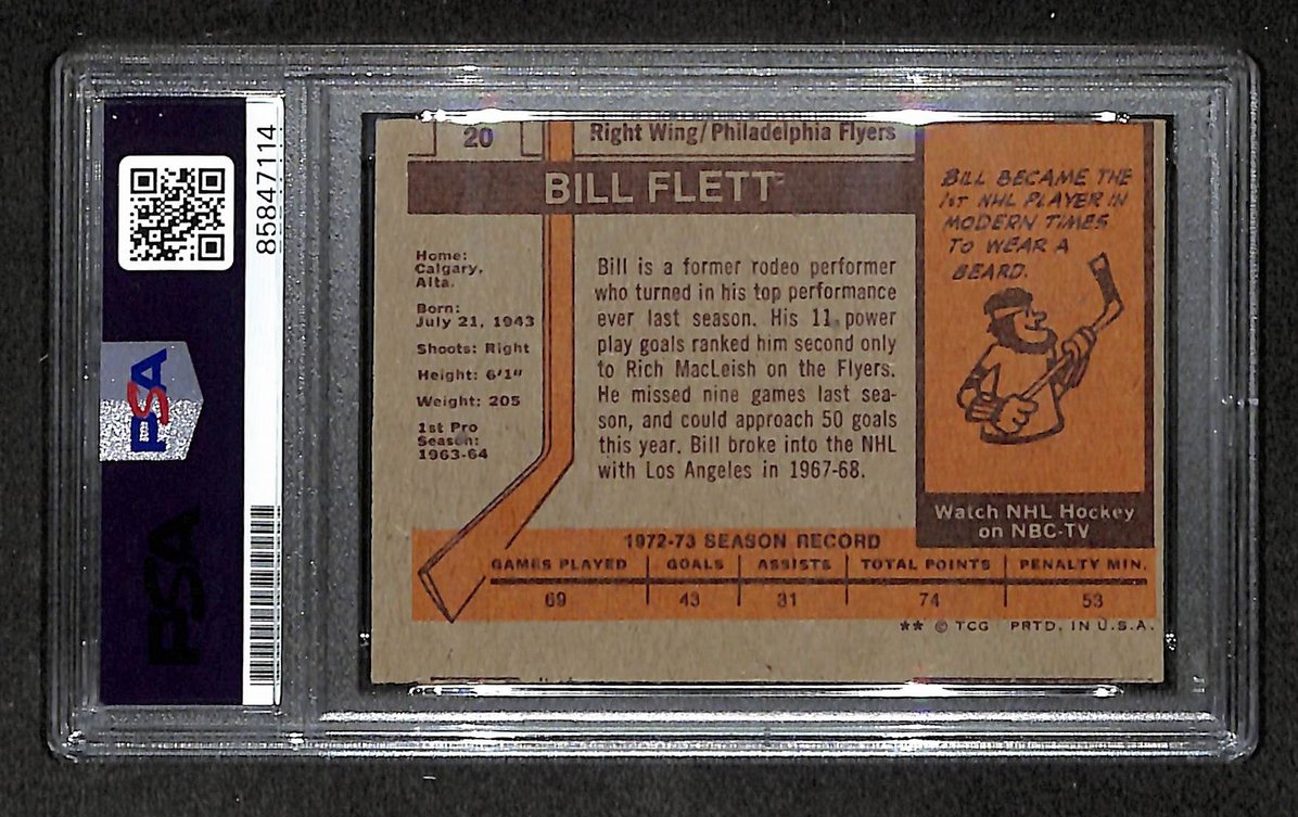 Bill Flett 1973-74 Topps Card #20 Autographed/Signed Flyers PSA/DNA 210840