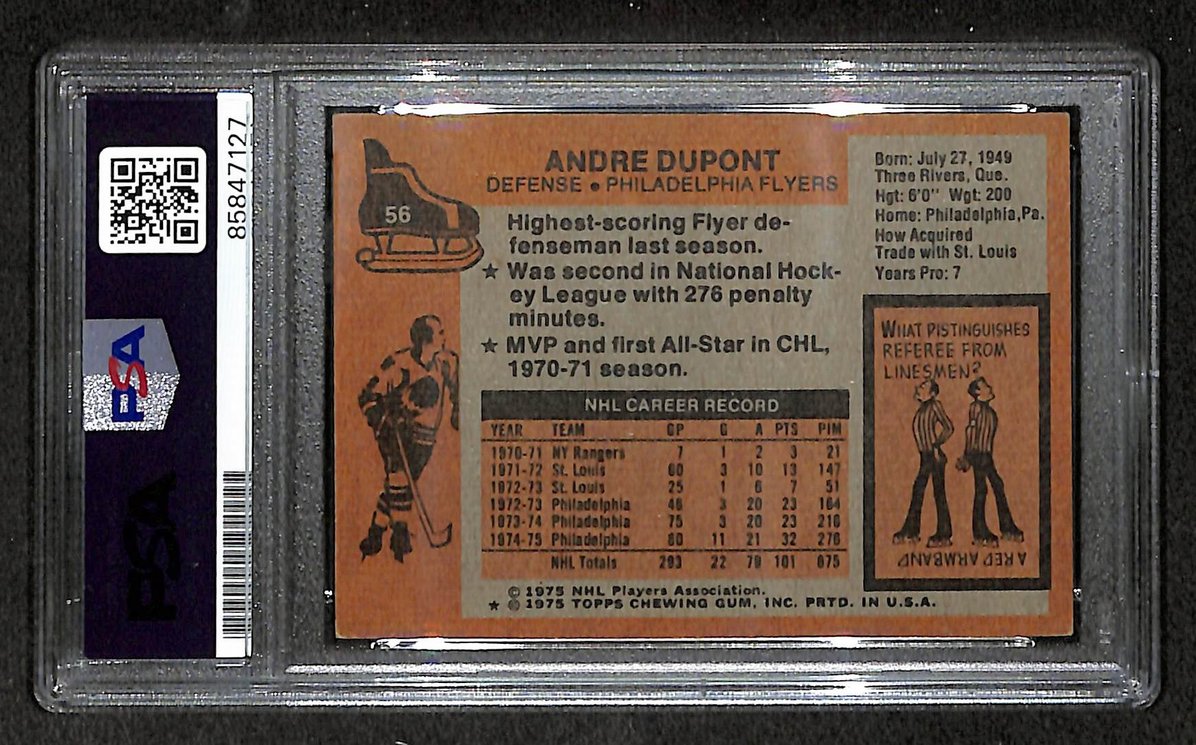 Andre Dupont 1975-76 Topps Card #56 Autographed/Signed Flyers PSA/DNA 210844