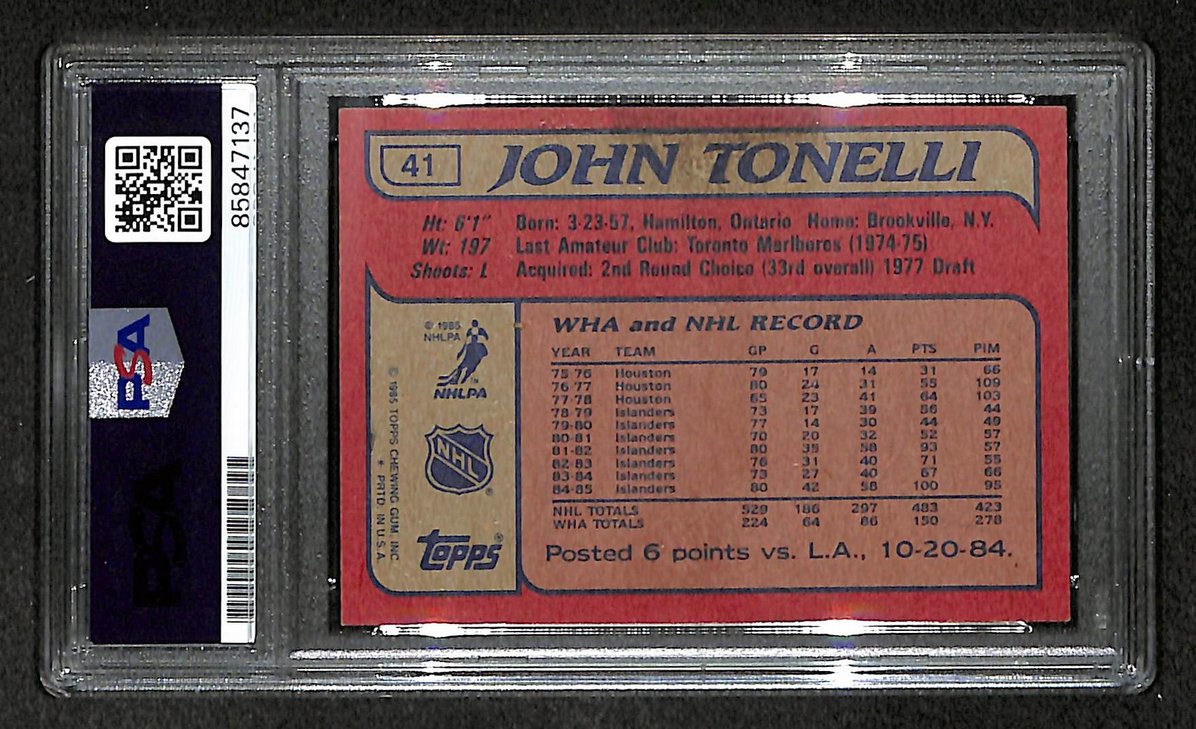John Tonelli 1985-86 Topps Card #41 Autographed/Signed Islanders PSA/DNA 210847