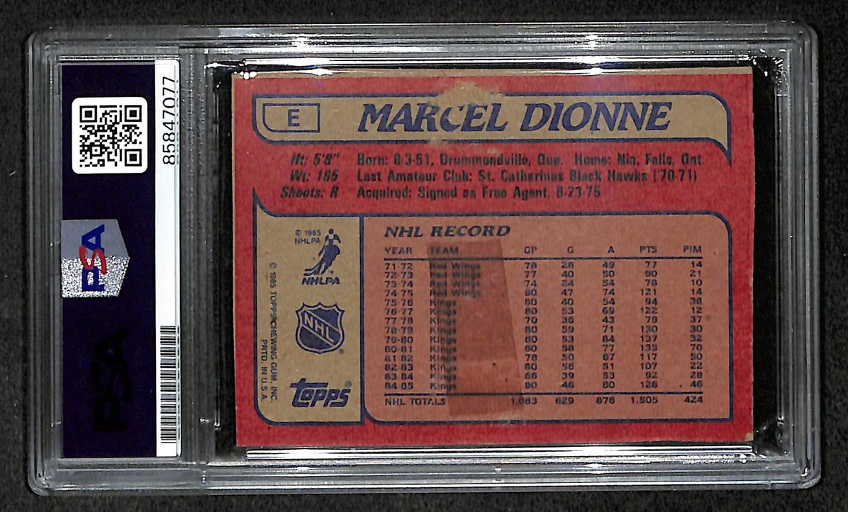 Marcel Dionne HOF 1985-86 Topps Card E Autographed/Signed Kings PSA/DNA 210848