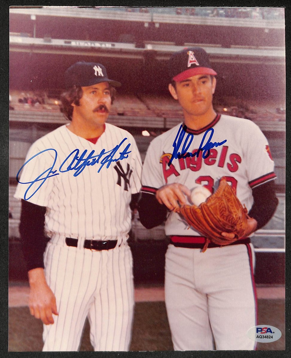 Jim Catfish Hunter & Nolan Ryan HOF Signed/Autographed 8x10 Photo PSA/DNA 0784
