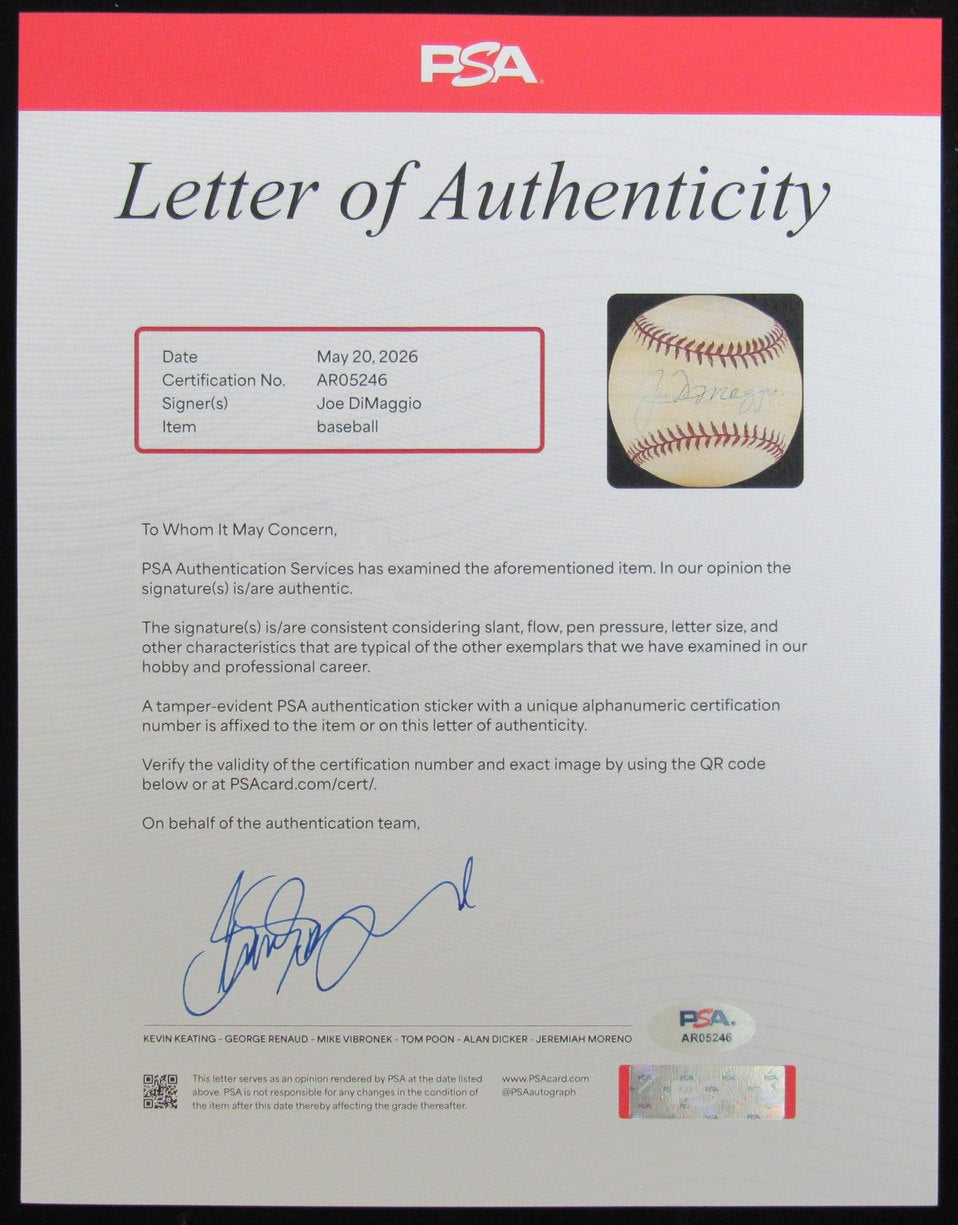 Joe DiMaggio HOF Signed/Auto OAL Baseball New York Yankees PSA/DNA 209921