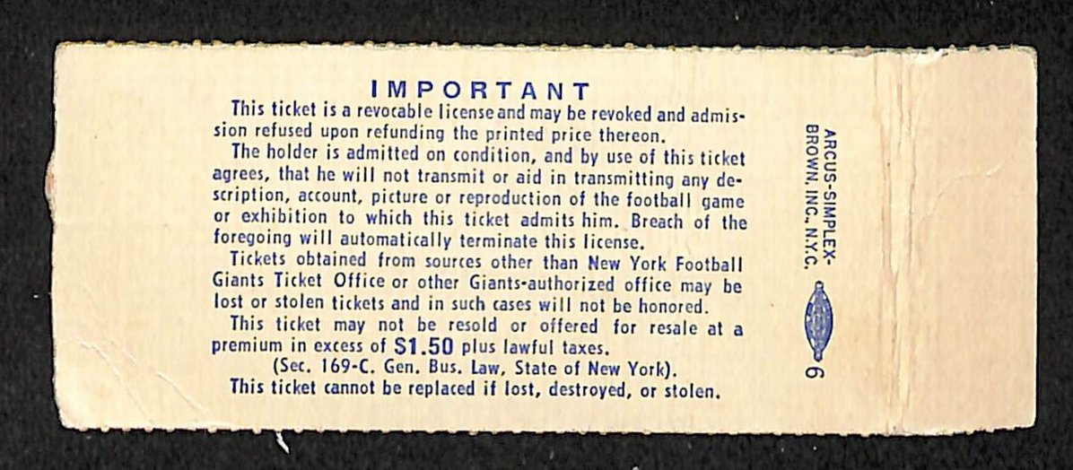11/10/1974 NY Giants vs. NY Jets Ticket Stub 1st NFL Sudden Death Game 209014