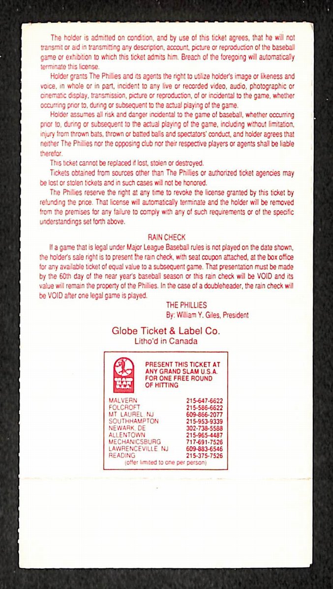 4/12/1991 Philadelphia Phillies vs. Cardinals Ticket Stub Opening Night 209020