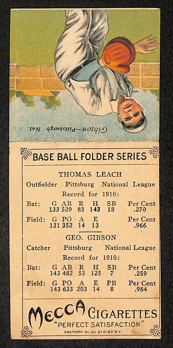 1911 T201 Mecca Double Fold Baseball Card Tom Leack/George Gibson 210893