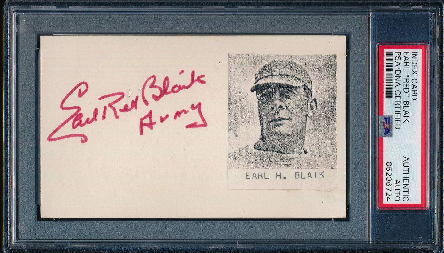 Earl "Red" Blaik CFB HOF Signed/Auto Cut on 3x5 Index Card Army PSA/DNA 188296