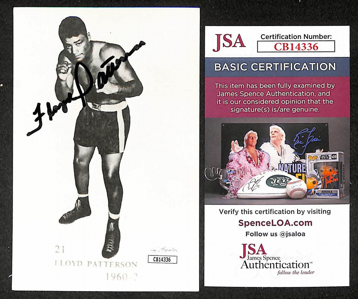 Floyd Patterson Signed/Autographed B&W Postcard Boxing JSA 210538