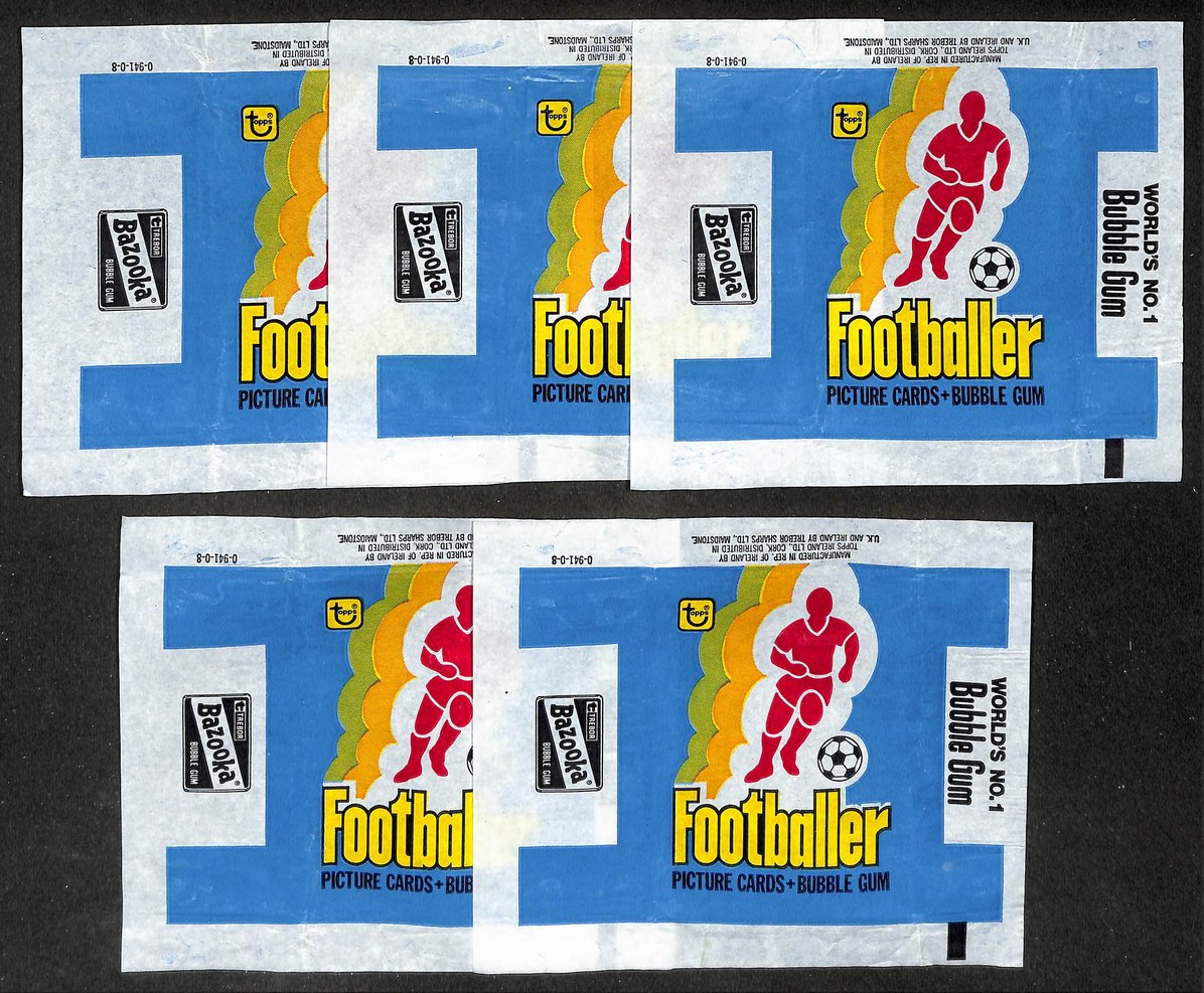 Lot of (5) 1978 Topps Ireland Footballer/Soccer Wax Pack Wrappers 209065