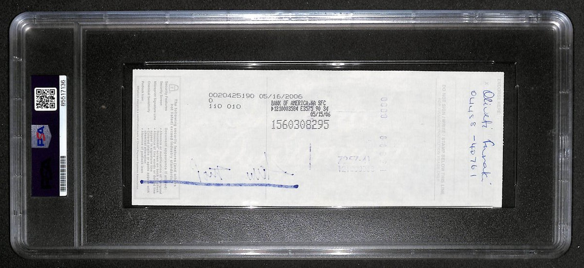 Willie Mays HOF Signed/Auto 2006 Bank Check PSA/DNA NM-MT 8 209071