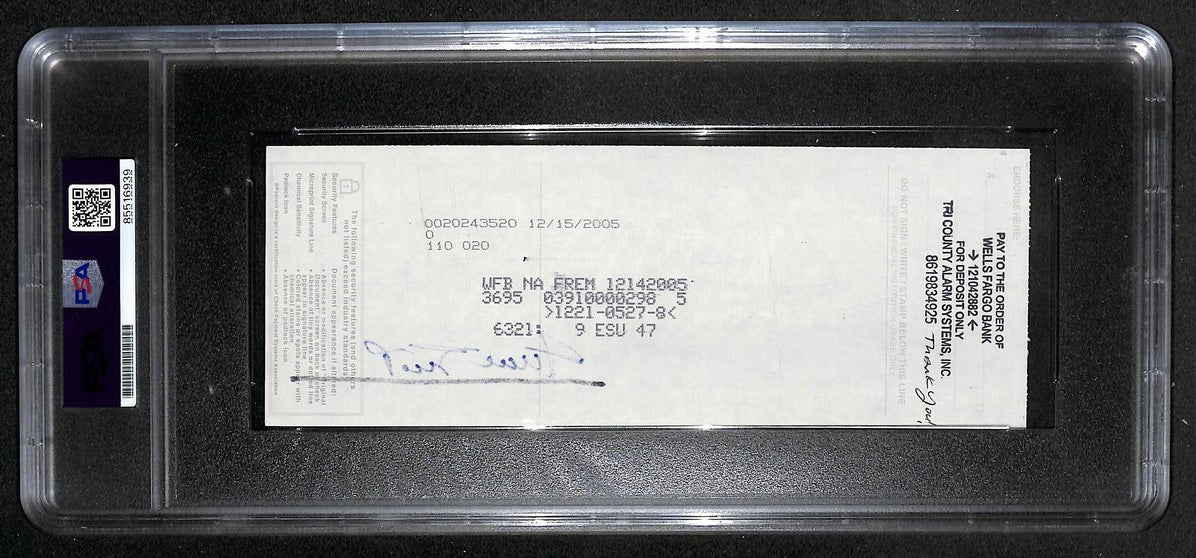 Willie Mays HOF Signed/Auto 2005 Bank Check PSA/DNA MINT 9 211168