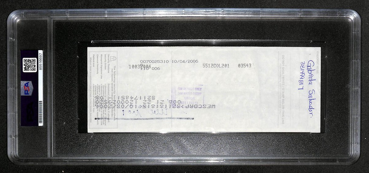 Willie Mays HOF Signed/Auto 2006 Bank Check PSA/DNA GEM MT 10 211188