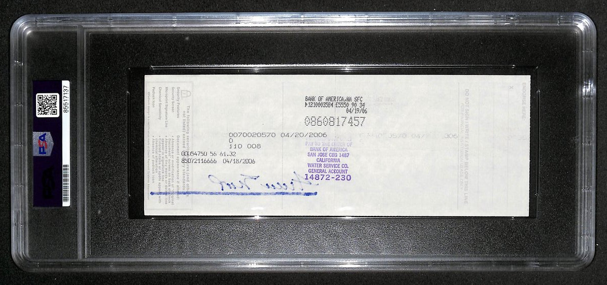 Willie Mays HOF Signed/Auto 2006 Bank Check PSA/DNA GEM MT 10 211192