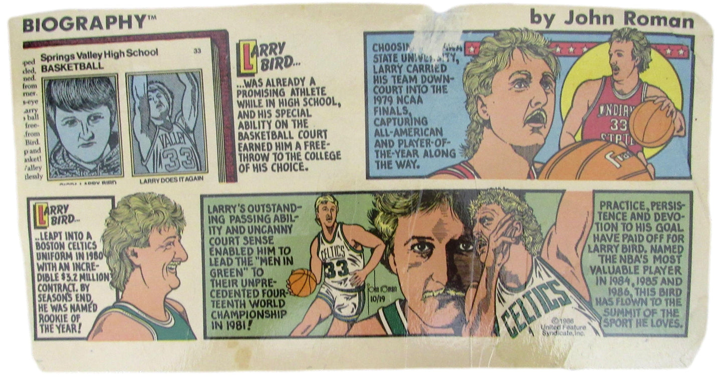 Larry Bird HOF Boston Celtics Comic Strip Laminated 210228