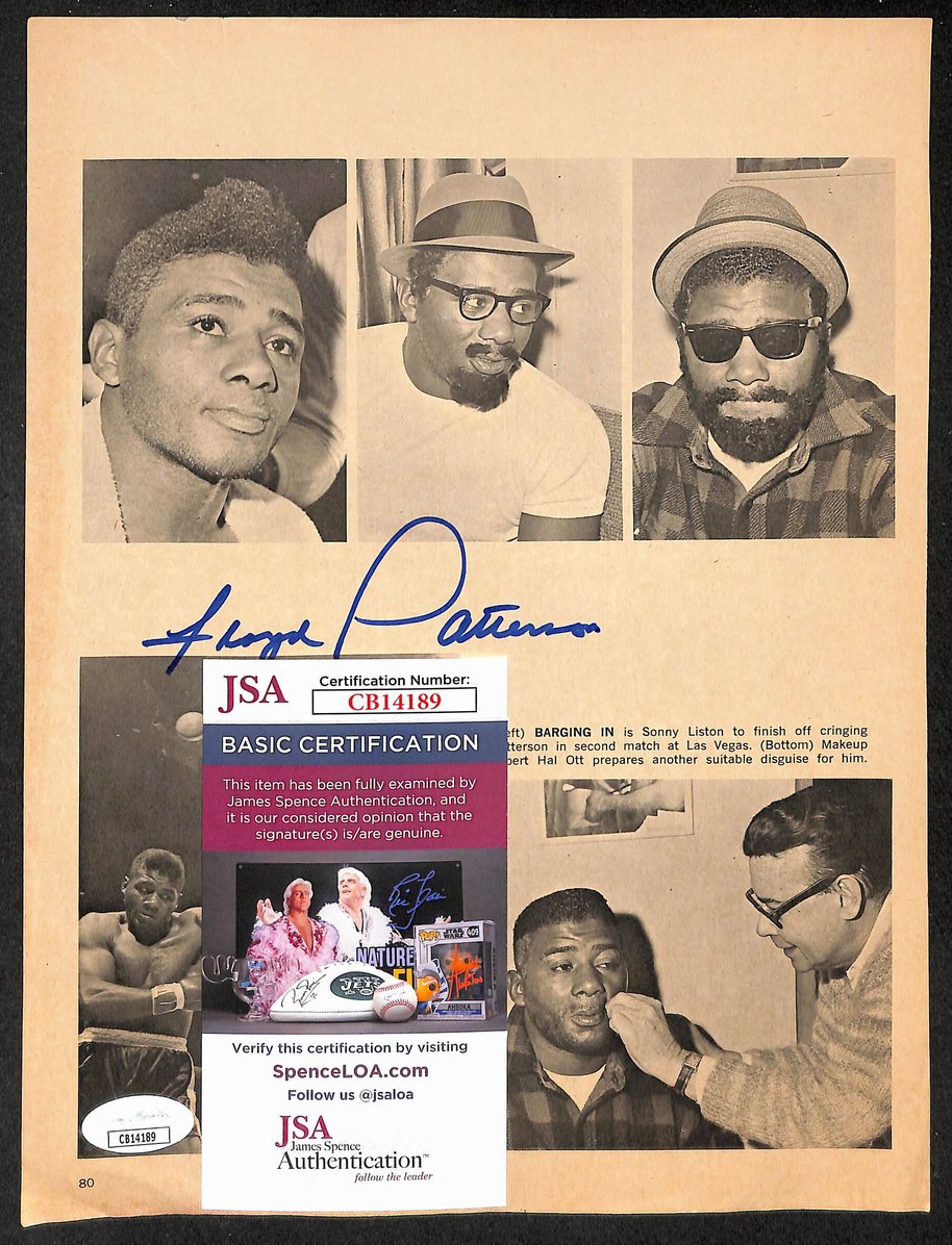 Floyd Patterson Signed/Autographed B&W Magazine Page Boxing JSA 210690