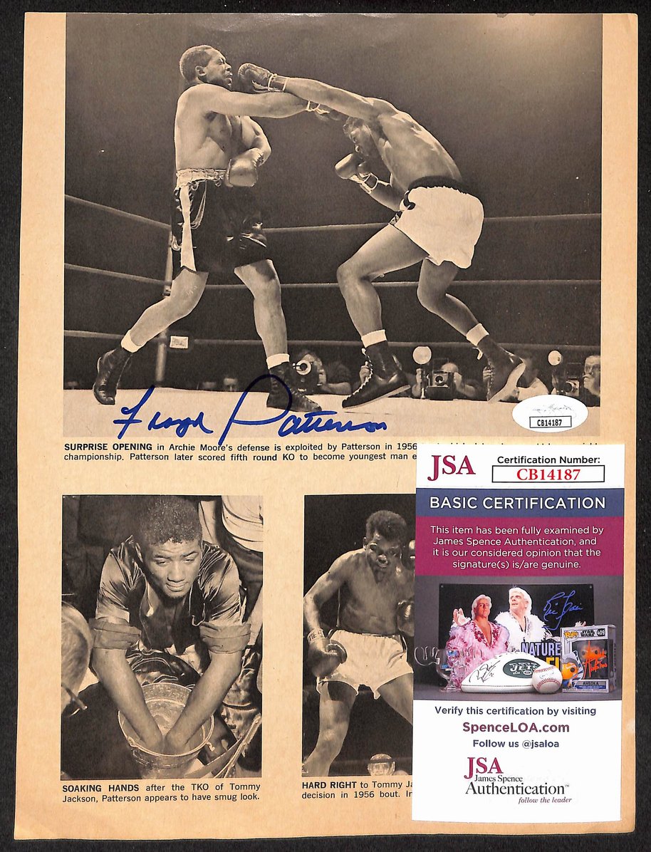 Floyd Patterson Signed/Autographed B&W Magazine Page Boxing JSA 210692