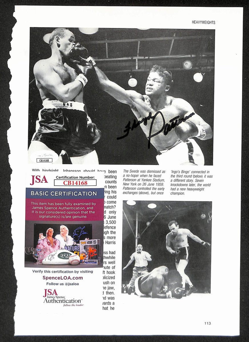 Floyd Patterson Signed/Autographed B&W Magazine Page Boxing JSA 210711