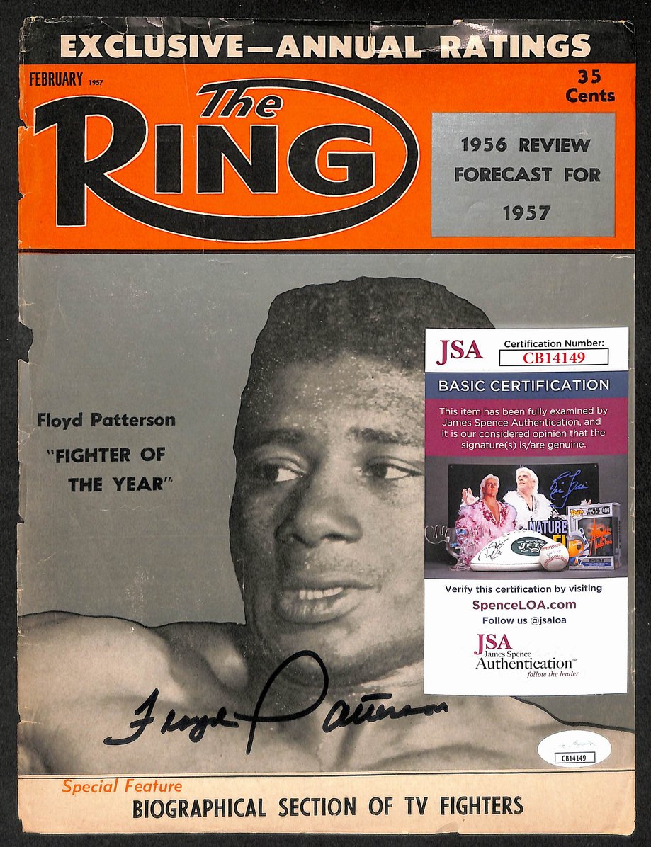 Floyd Patterson Signed/Autographed 1957 The Ring Cover Boxing JSA 210730