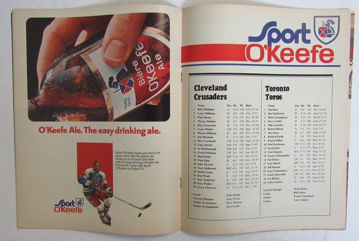 Toros Sports Magazine February 7, 1975 Toronto Toros vs Cleveland 210975