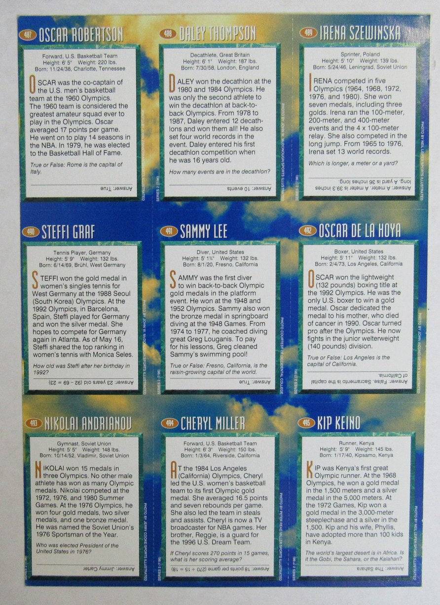 Sports Illustrated for Kids 9 Card Uncut Sheet De La Hoya/Robertson/Graf 210981