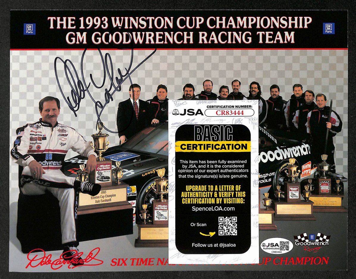 Dale Earnhardt Autographed/Signed 8x10 Photo NASCAR JSA BA211722