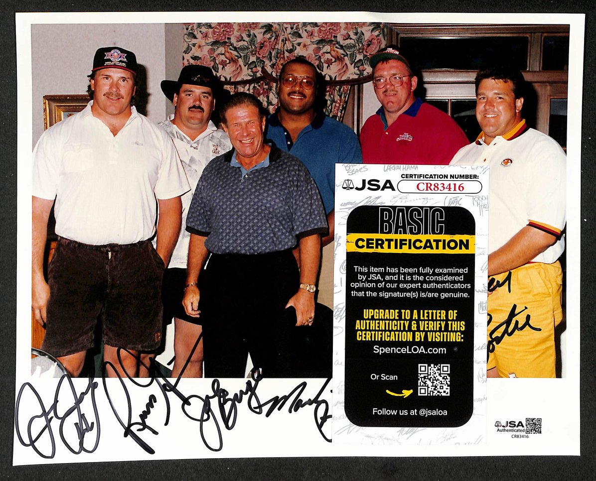 Redskins Hogs - Jacoby Grimm + 4 Autographed/Signed 8x10 Photo JSA BA210397