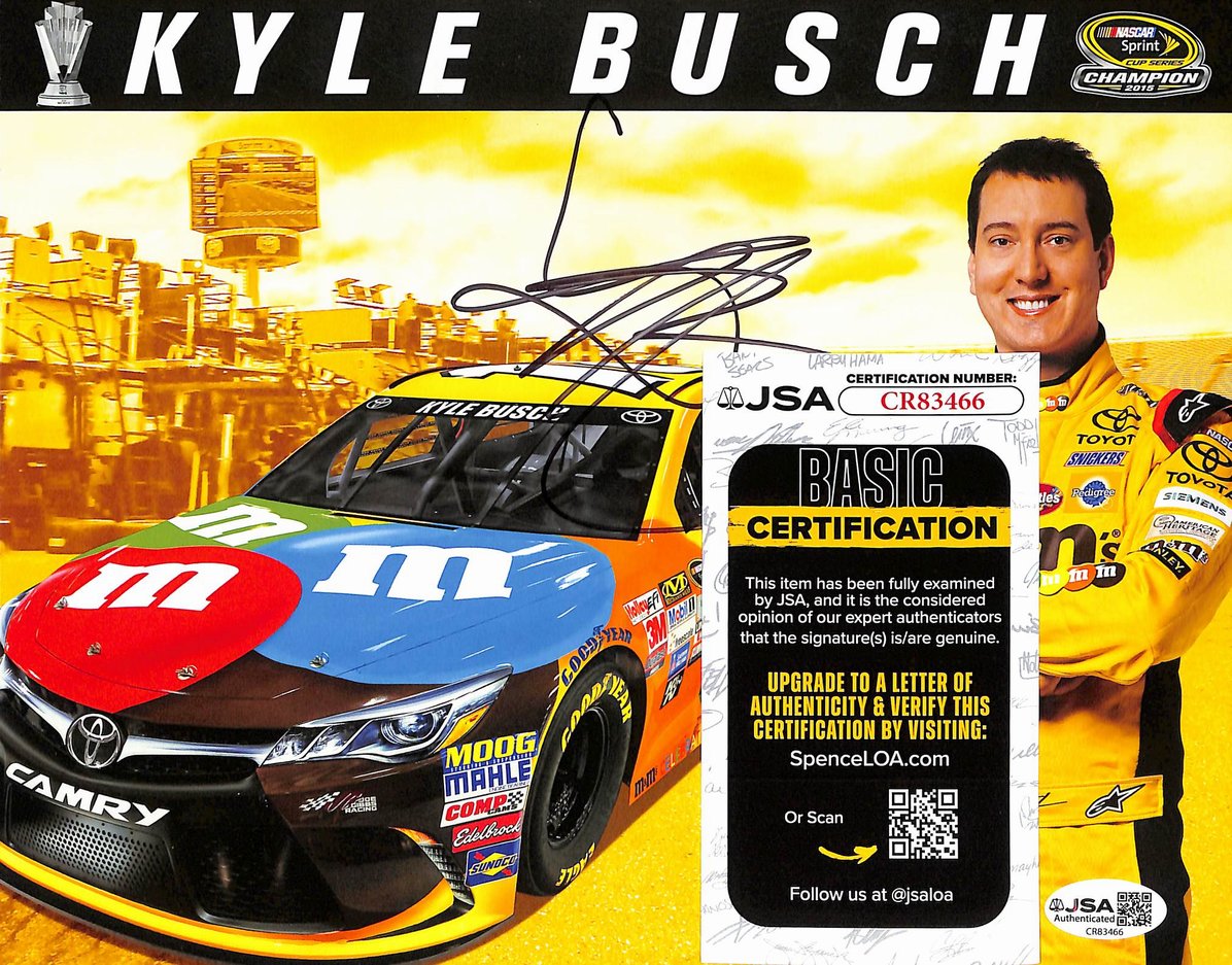 Kyle Busch Autographed/Signed 8x10 Photo NASCAR JSA BA211696