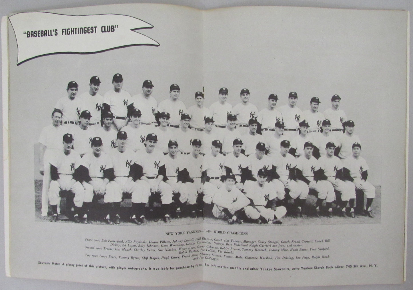 1950 New York Yankees World Champions Sketch Book 210382