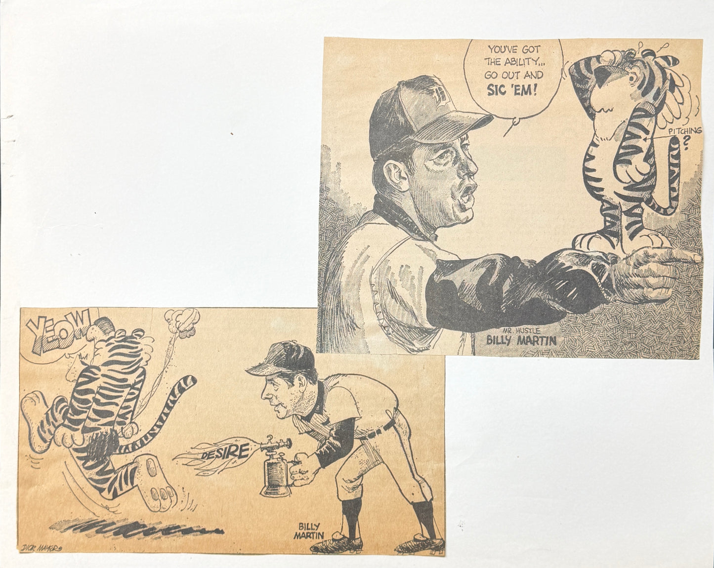Billy Martin HOF Autographed/Signed Newspaper Clipping on 10x12 Sheet JSA BA211675