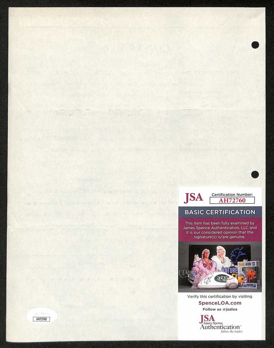 Lynn St. John HOF Signed 1939 Contract Ohio State & Purdue JSA 198967