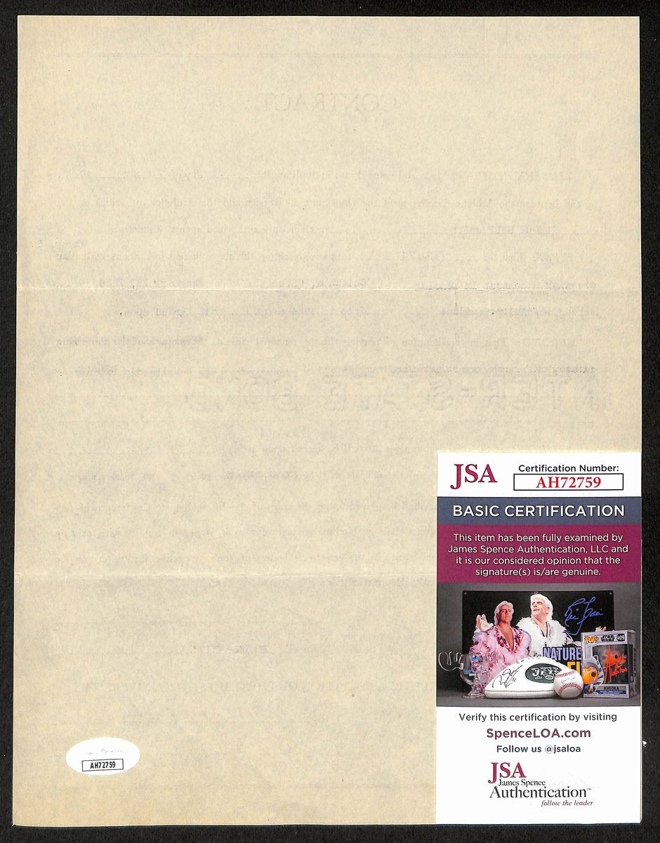 Lynn St. John HOF Signed 1928 Contract Ohio State & Purdue JSA 198968