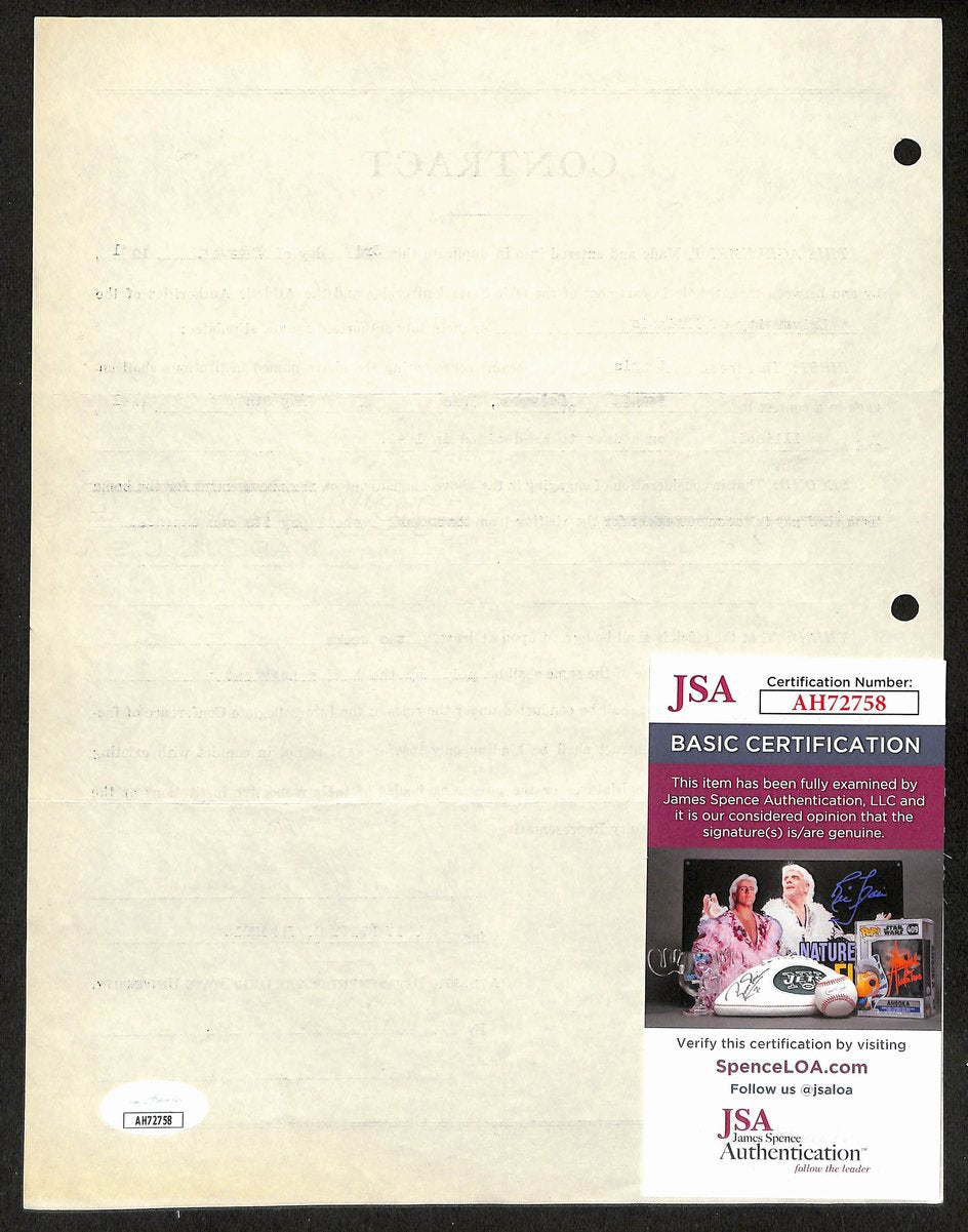 Lynn St. John HOF Signed 1941 Contract Ohio State & Illinois JSA 198969