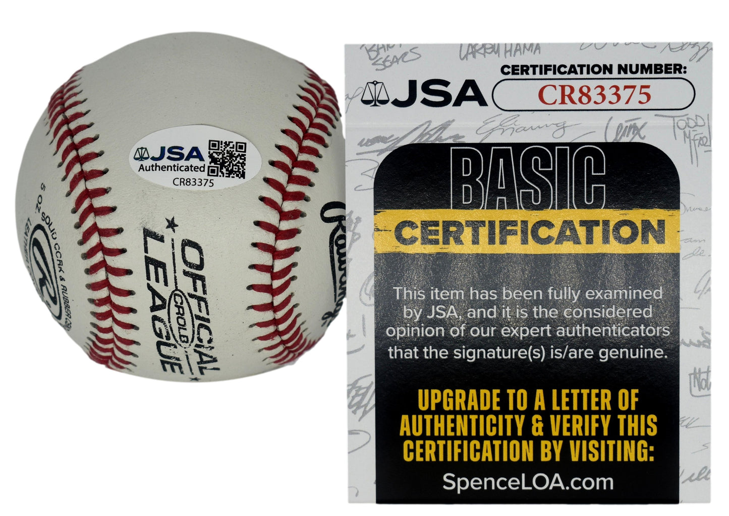 Andruw Jones Autographed/Signed Rawlings CROL Baseball Yankees JSA 211815