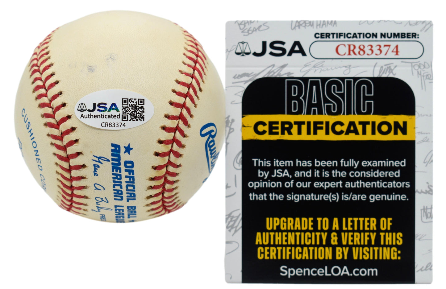 Whitey Ford HOF Autographed/Signed Rawlings OAL Baseball Yankees JSA 211841