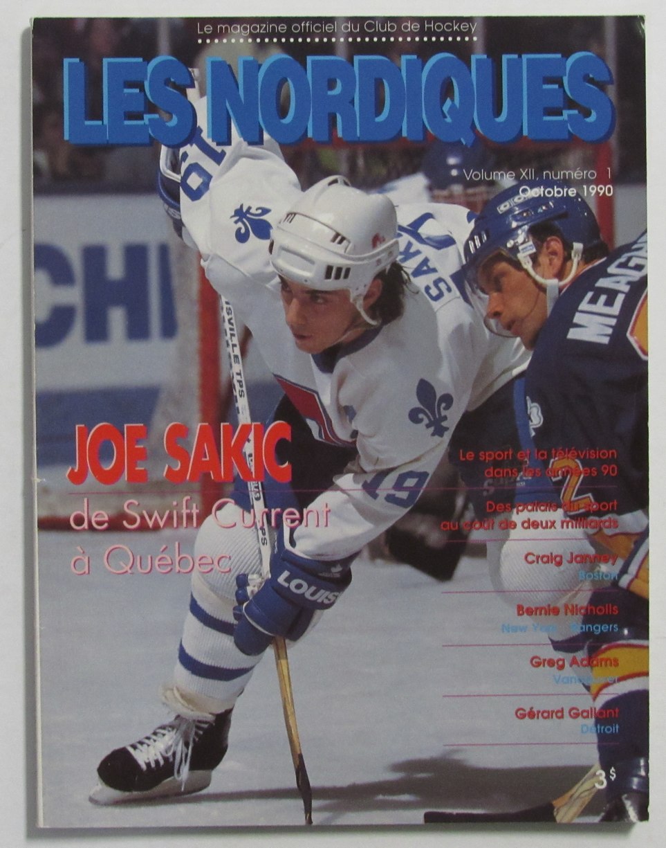 October 1990 Les Nordiques Quebec Hockey Magazine Joe Sakic on Cover 211083