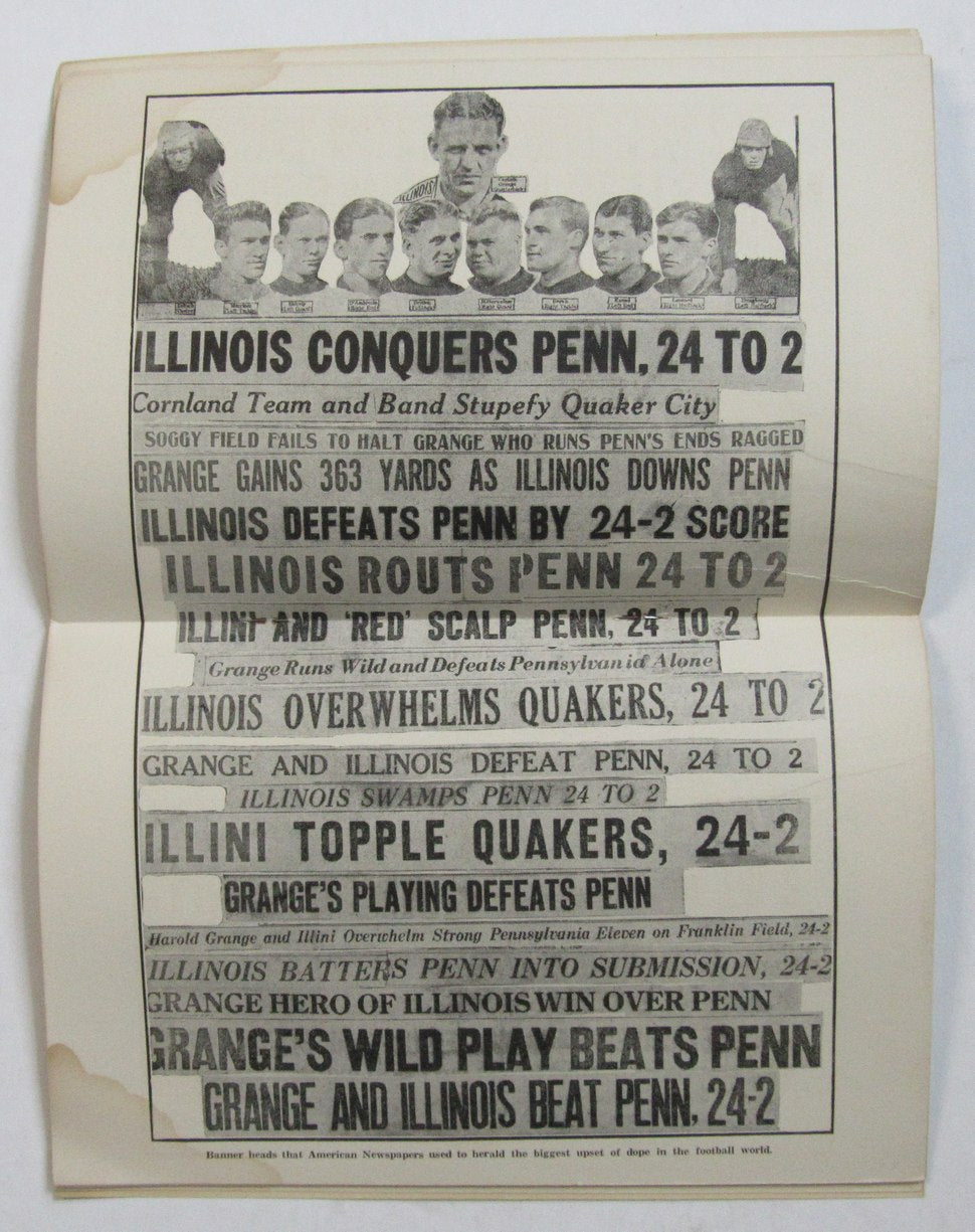 10/31/1925 Illinois' Greatest Football Game Booklet Illinois vs. Pennsylvania2
