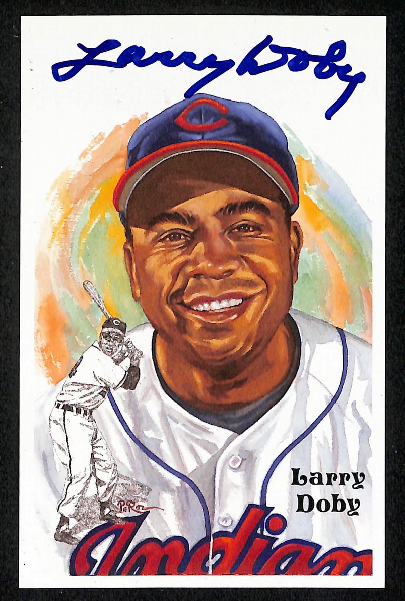 Larry Doby Signed/Autographed Indians HOF Perez Steele Postcard 212359