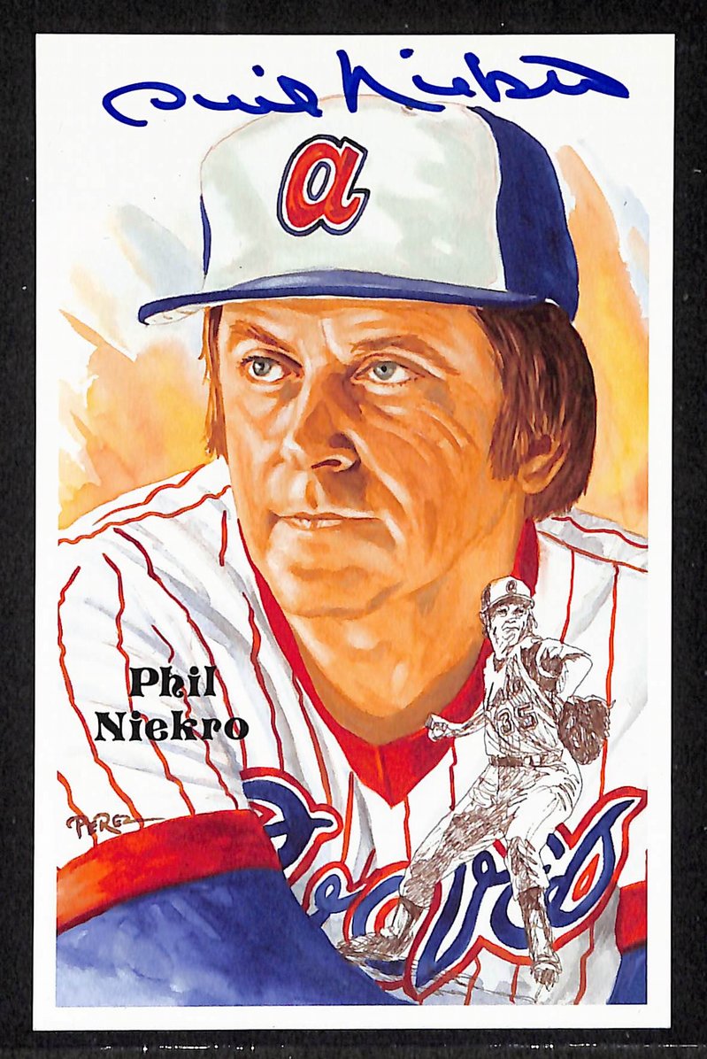 Phil Niekro Signed/Autographed Braves HOF Perez Steele Postcard 212368
