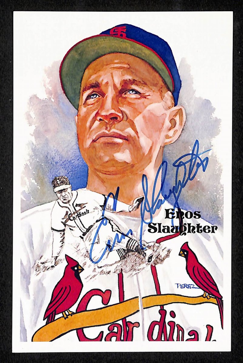 Enos Slaughter Signed/Autographed Cardinals HOF Perez Steele Postcard 212383