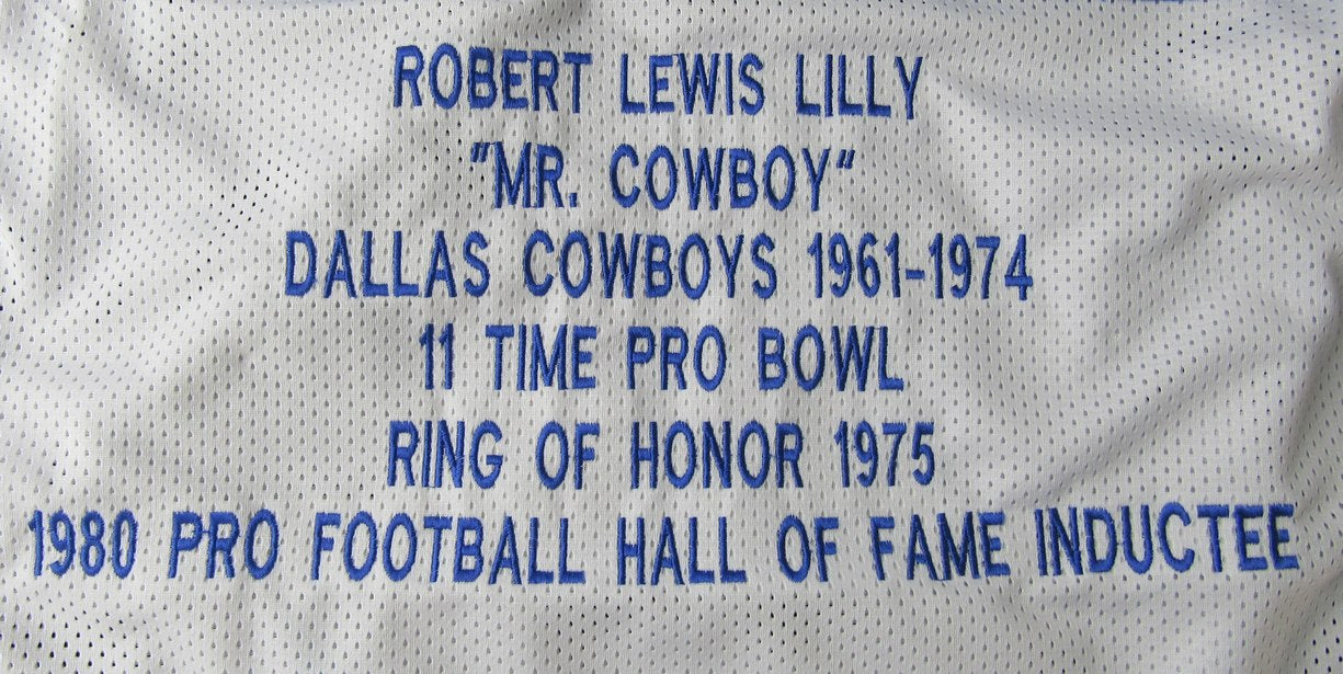Bob Lilly HOF Signed/Inscribed Cowboys Custom Football Stats Jersey JSA XHC77