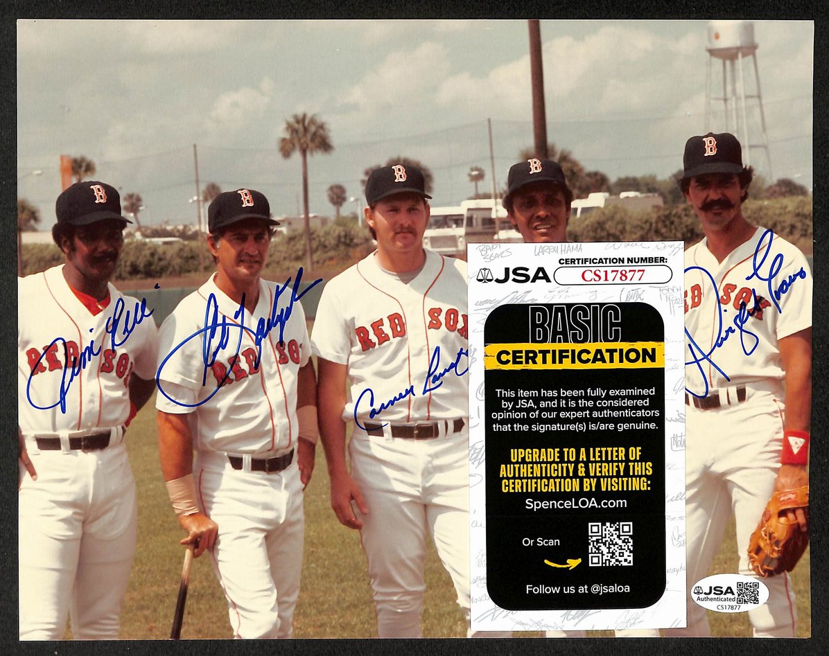 Yastrzemski Evans Rice Lansford HOF Signed 8x10 Photo Red Sox JSA 212817