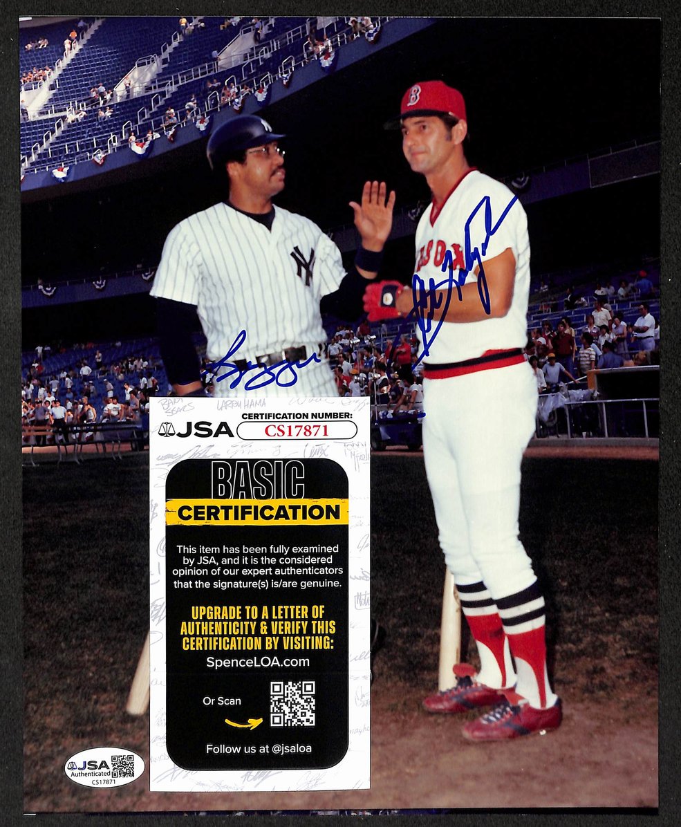 Reggie Jackson & Carl Yastrzemski HOF Signed 8x10 Photo Red Sox JSA 212823
