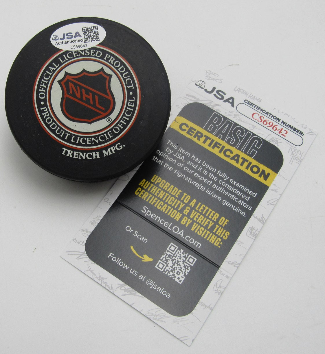 Dutch Hiller Signed/Inscribed New York Rangers Logo Hockey Puck JSA 212686