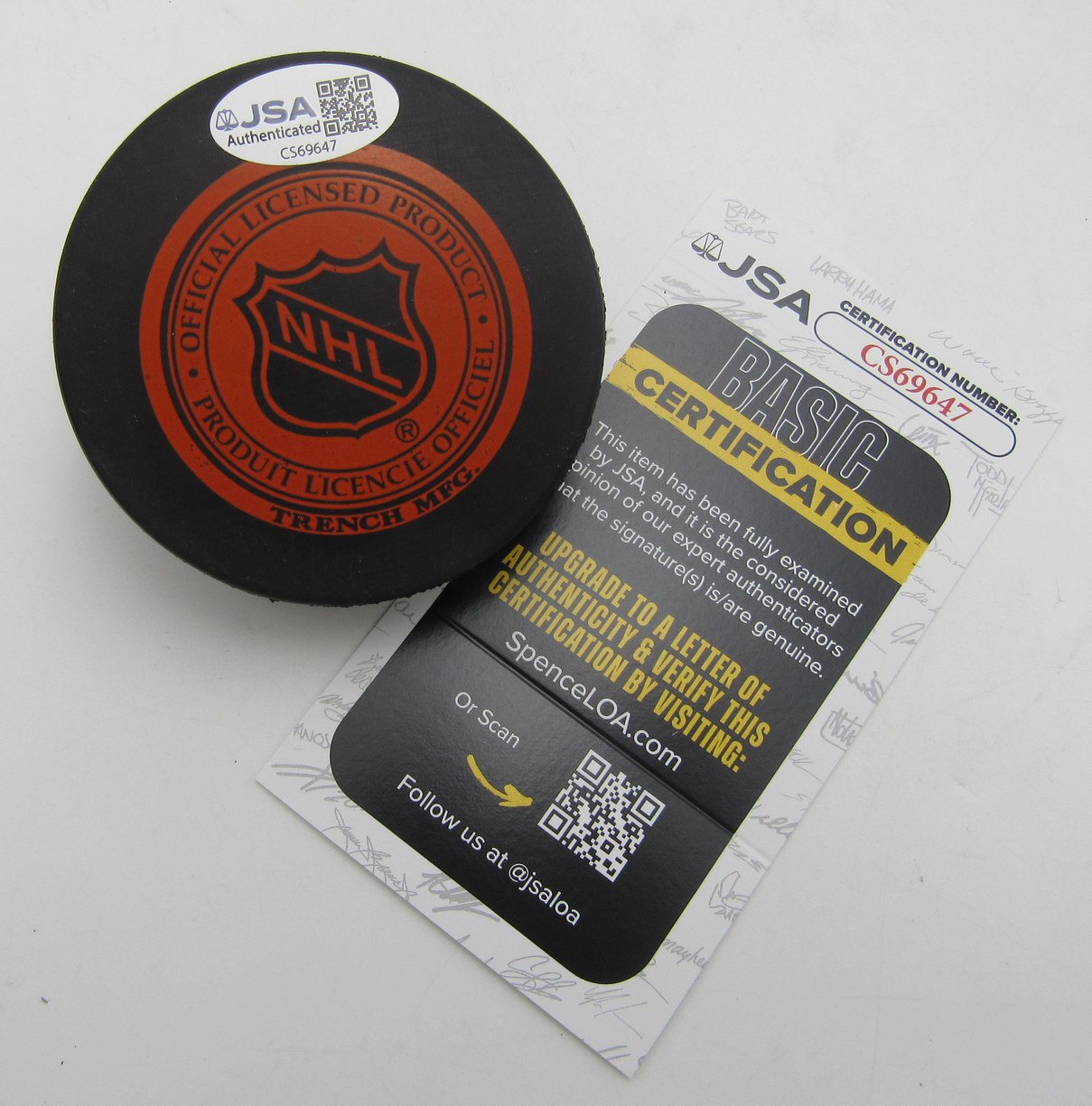 Harry Howell HOF Signed/Inscribed New York Rangers Logo Hockey Puck JSA 212691