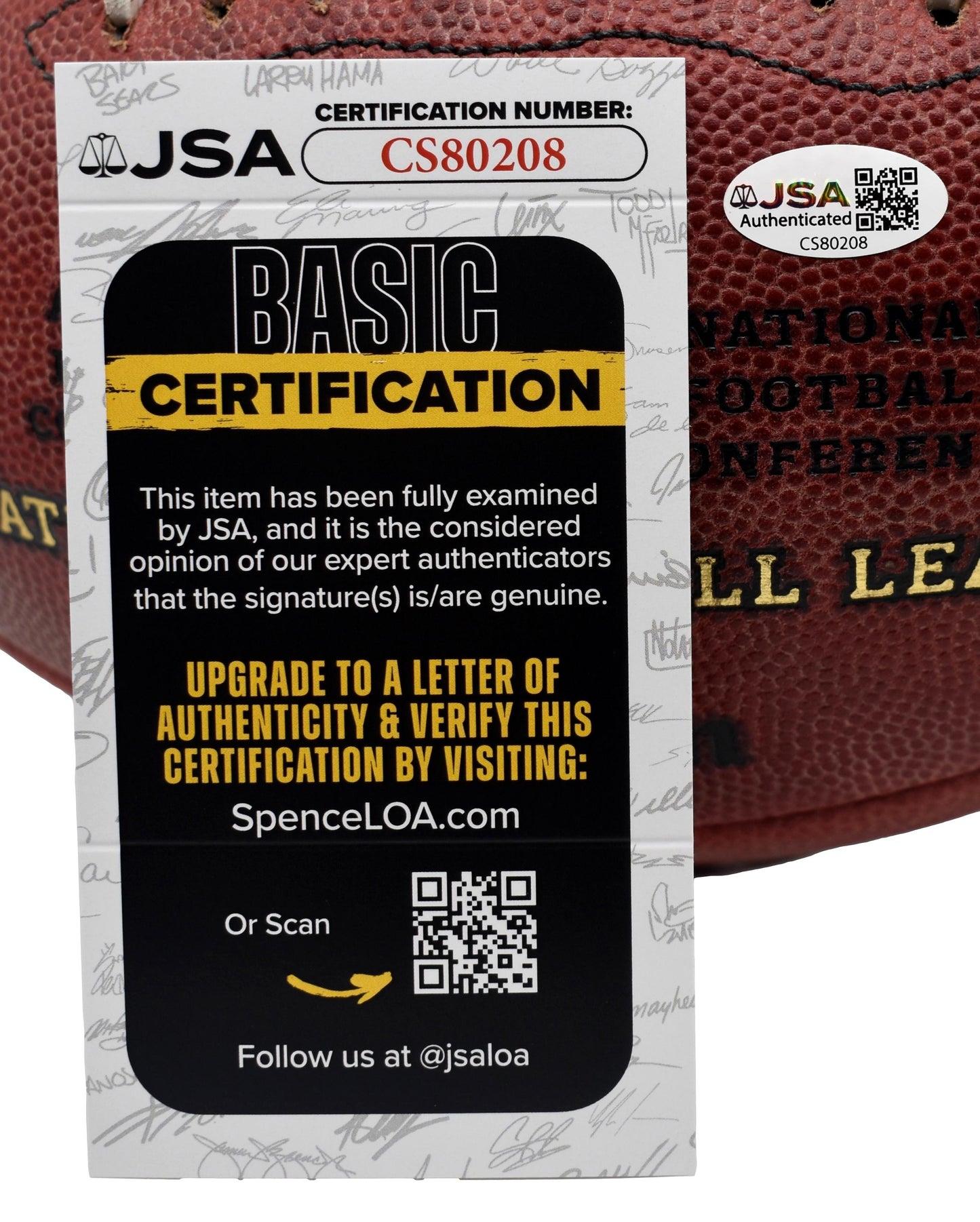 Brett Favre HOF Signed/Autographed Official Leather NFL Football Packers JSA 854
