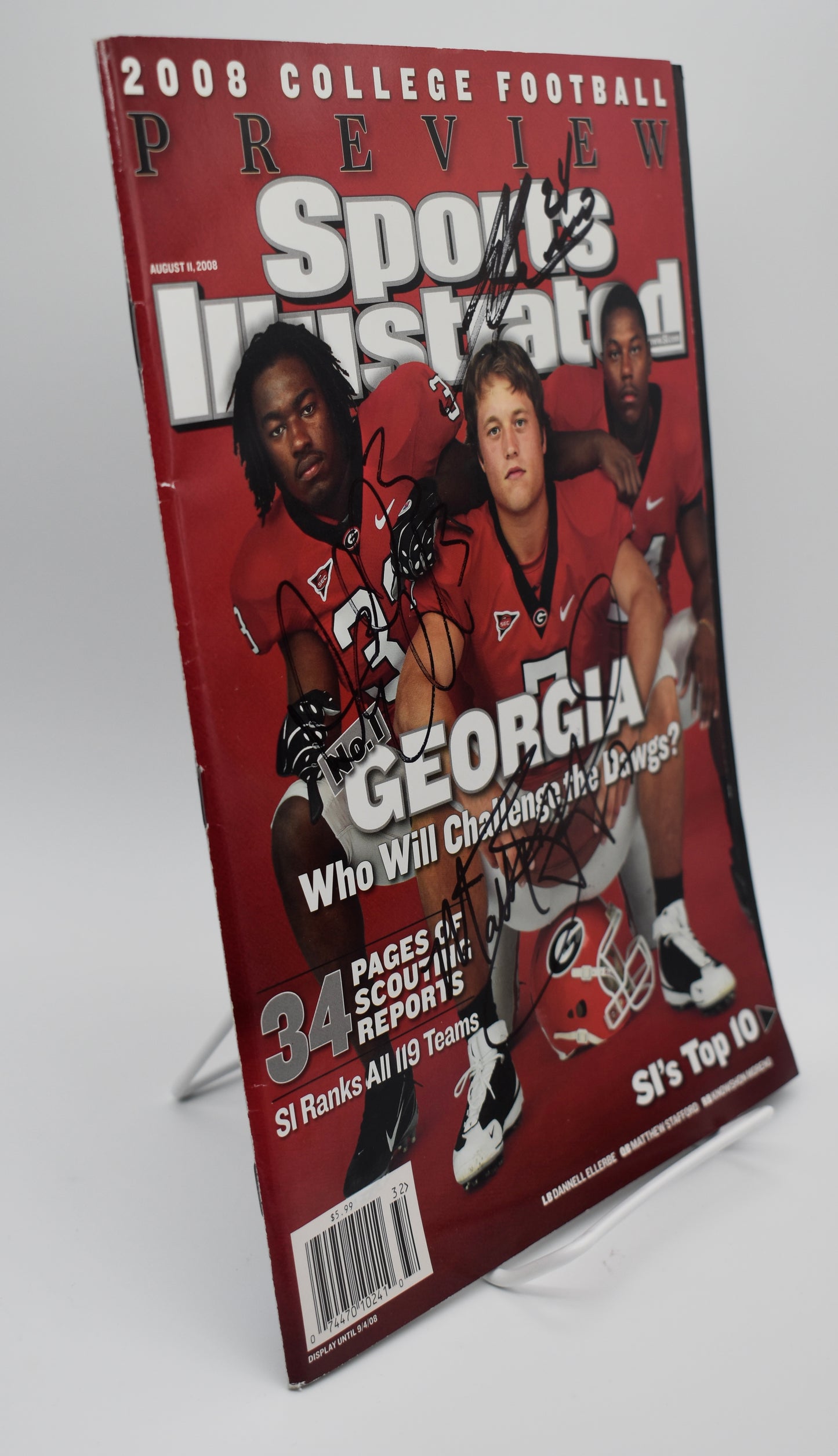 Stafford Ellerbe & Moreno Signed 2008 Sports Illustrated No Label Georgia JSA 06